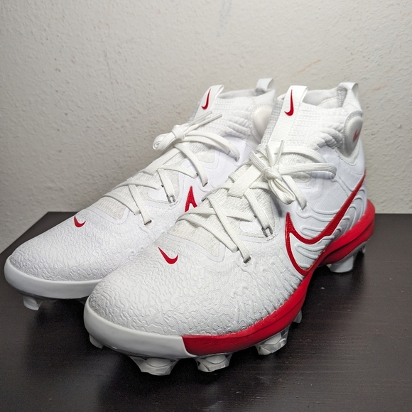 Nike Mens Sizes Alpha Huarache NXT MCS White University Red Baseball Cleat - Picture 1 of 7